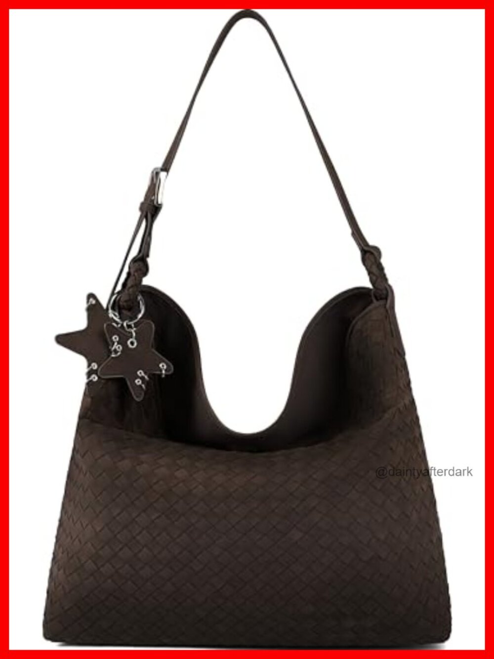 Woven Faux Suede Hobo Bag Top Handle Shoulder Crossbody Purse